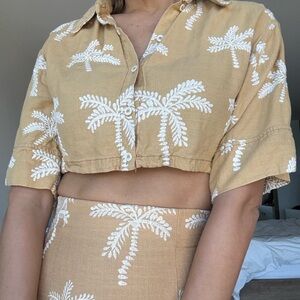 Zara | Set Blouse + Maxi Skirt Palm Trees